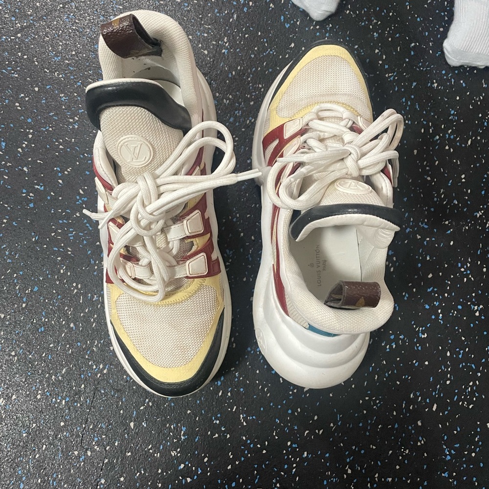 Louis Vuitton Cream and Red Sneakers